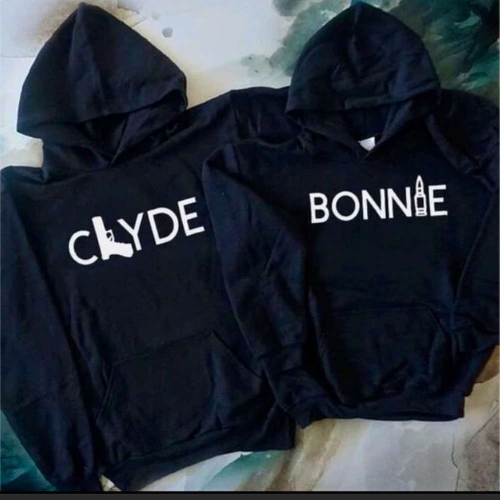 “Clyde and Bonnie” set of hoodies.